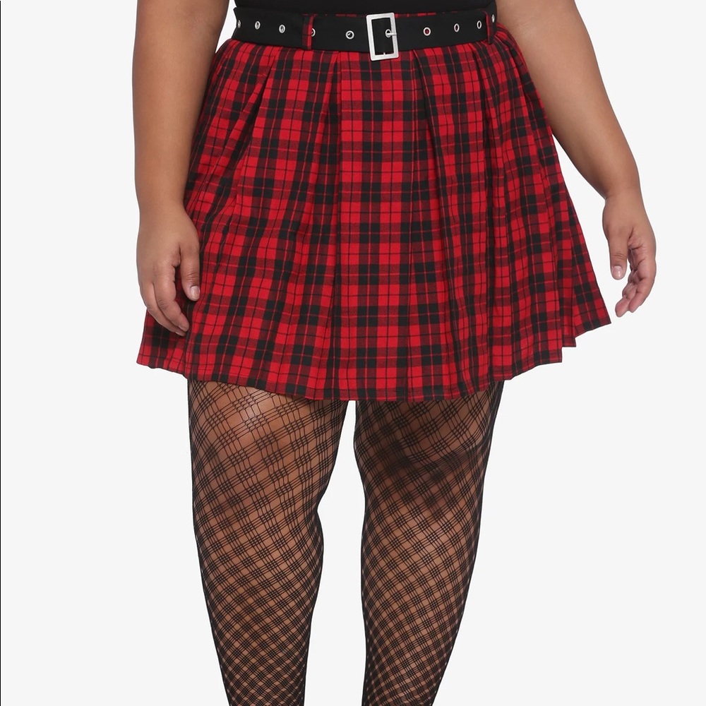 Red plaid skirt